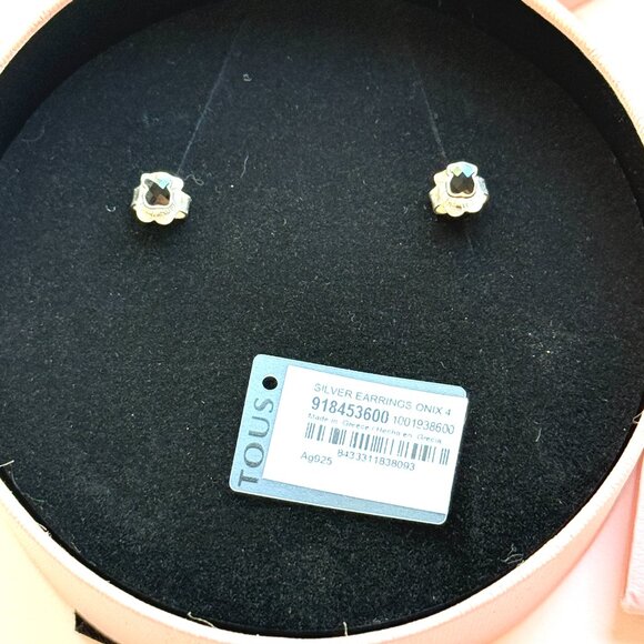 3638 TOUS ONYX AND SILVER EARRINGS JEWELRY - Picture 2 of 4